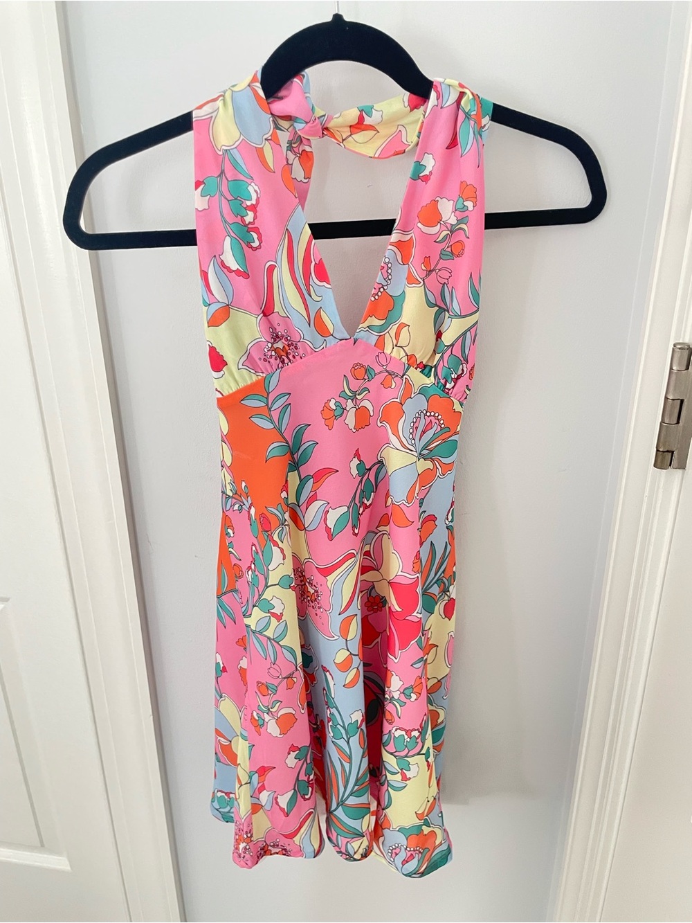 Thanne Pink Floral Halter Dress size 8